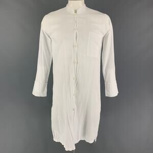 LA HAINE Size L White Cotton Nehru Collar Long Sleeve Shirt